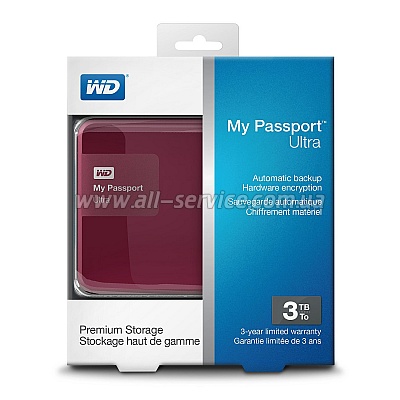  3TB WD 2.5 USB 3.0 5400rpm My Passport Ultra Wild Berry (WDBBKD0030BBY-EESN)