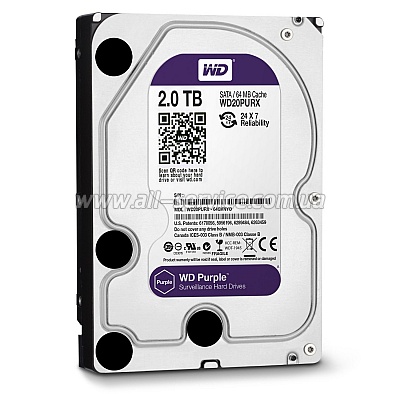  2TB WD 3.5 SATA 3.0 IntelliPower 64Mb Cache Purple (WD20PURX)