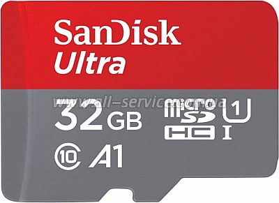   SanDisk 32GB microSDHC C10 UHS-I R100MB/s Ultra + SD (SDSQUNR-032G-GN3MA)