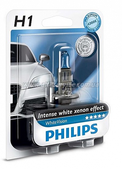  Philips H1 WhiteVision +60%, 4300K (12258WHVB1)