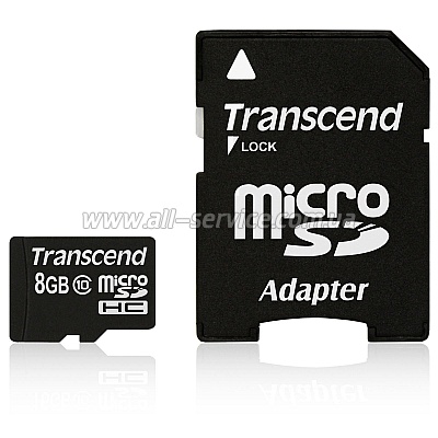   8GB Transcend MicroSDHC Class 10 +  (TS8GUSDHC10-P3)