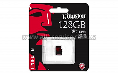   128GB Kingston microSDXC Class 10 UHS-I U3 (SDCA3/128GBSP)