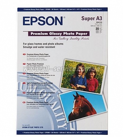  Epson A3+ Premium Glossy Photo Paper, 20. C13S041316
