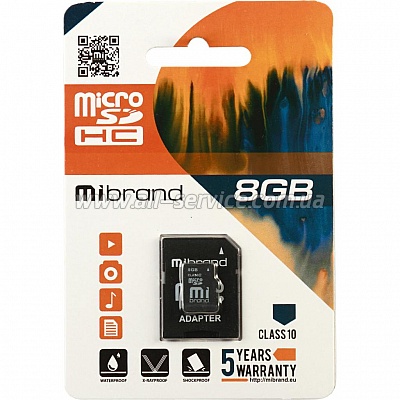   Mibrand 8GB microSDHC class 10 (MICDHC10/8GB-A)