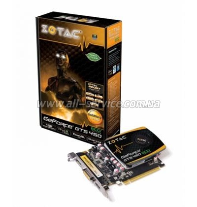  ZOTAC GeForce GTS450 1GB DDR3 128bit DVI-DP-HDMI ECO edition (ZT-40508-10L)