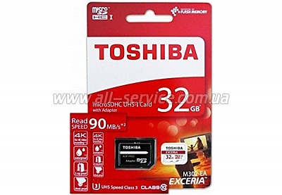   TOSHIBA microSDHC 32 GB UHS-I EXCERIA M302 +ad U1 R90MB/s