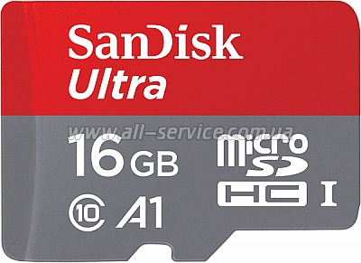   SANDISK microSDHC 16GB Ultra A1 C10 UHS-I + SD  (SDSQUAR-016G-GN6MA)