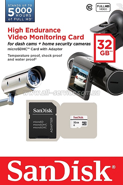  32GB SanDisk High Endurance Video Monitoring microSDHC Class 10 (SDSDQQ-032G-G46A)