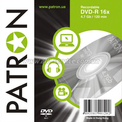  DVD-R PATRON 4.7 GB 16x SLIM CASE, 10  (INS-D024)
