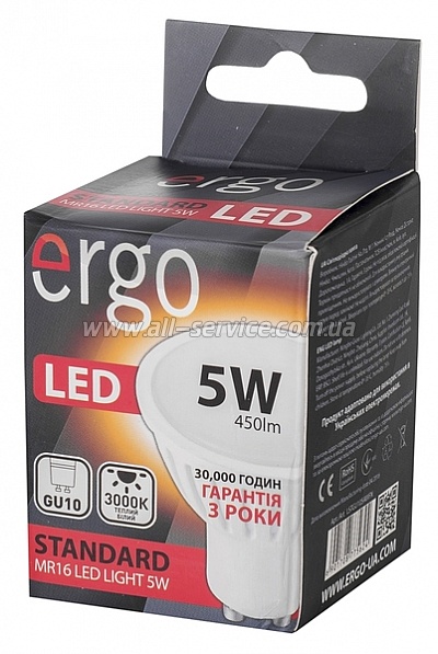  ERGO Standard MR16 GU10 5W 220V 3000K (LSTGU105AWFN)