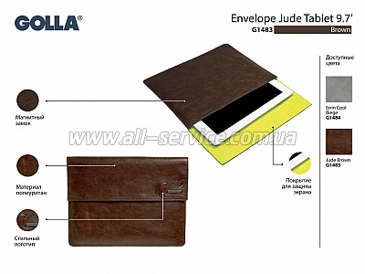   iPad Golla G1483 Laptop Sleeve JUDE IPAD (Brown) (G1483)
