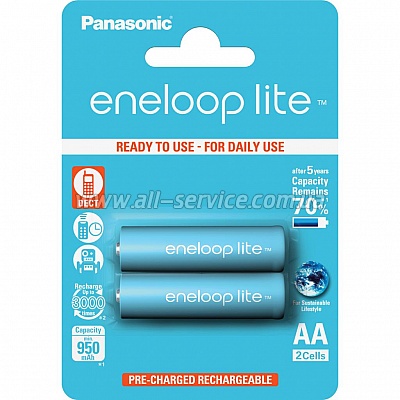  Panasonic Eneloop Lite AA 950 2BP mAh NI-MH (BK-3LCCE/2BE)