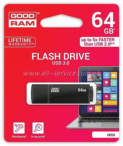  GOODRAM UEG3 64 GB, USB 3.0, BLACK (UEG3-0640K0R11)