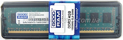  4Gb GOODRAM DDR3, 1333Mhz  (GR1333D364L9S/4G)