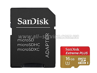   16GB SanDisk ExtremePlus microSDHC Class 10 (SDSQXSG-016G-GN6MA)