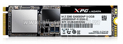 SSD  M.2 ADATA 512GB XPG SX8000 NVMe PCIe 3.0 x4 2280 MLC (ASX8000NP-512GM-C)