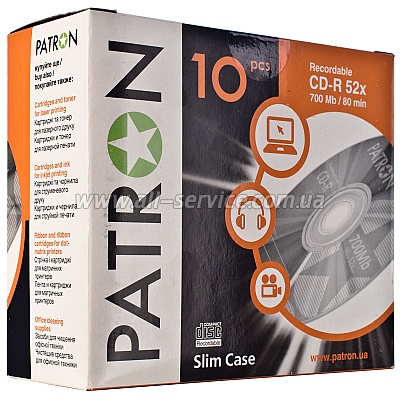  CD-R PATRON 700 MB 52x SLIM CASE, 10  (INS-C007)