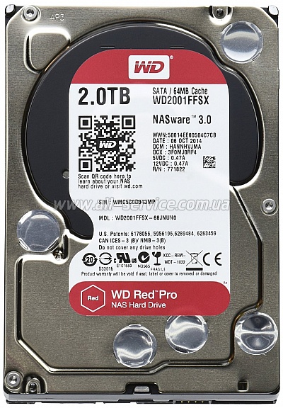  2TB WD 3.5 SATA 3.0 7200rpm 64MB Red Pro (WD2002FFSX)