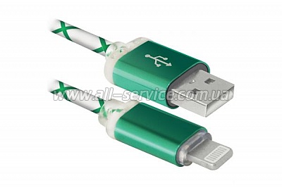  DEFENDER ACH03-03LT USB(AM)-Lightning GreenLED backlight 1m (87553)