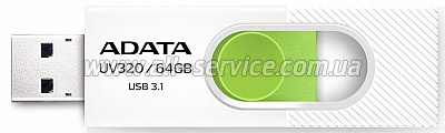  64GB ADATA UV320 WHITE/GREEN (AUV320-64G-RWHGN)