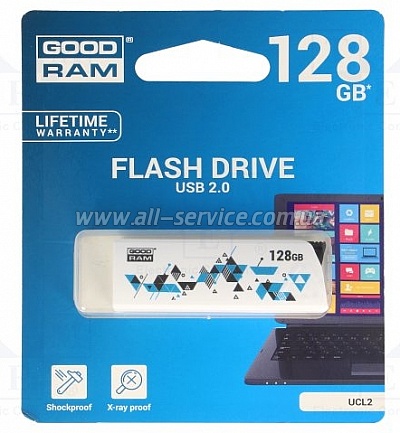  128GB GOODRAM USB 2.0 UCL2 Cl!ck White (UCL2-1280W0R11)