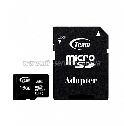   16GB TEAM Class 10 UHS microSDHC + SD  (TUSDH16GCL10U03)
