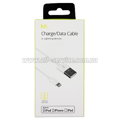  Kit USB 2.0 Lightning data MFI 1m, White (IP5USBDATWHKT)