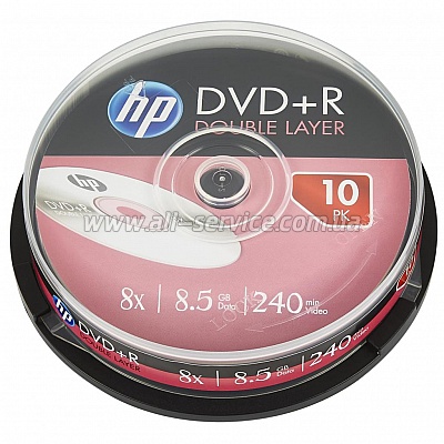  HP DVD+R 8.5GB 8X DL 10 Spindle (69309/ DRE00060-3)