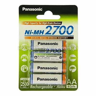  Panasonic High Capacity AA 2700 mAh 4BP NI-MH (BK-3HGAE/4BE)