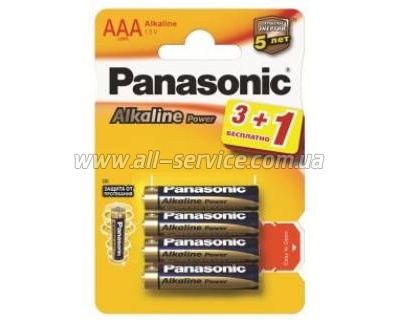  Panasonic ALKALINE POWER AAA BLI 4 (3+1) (LR03REB/4B1F)