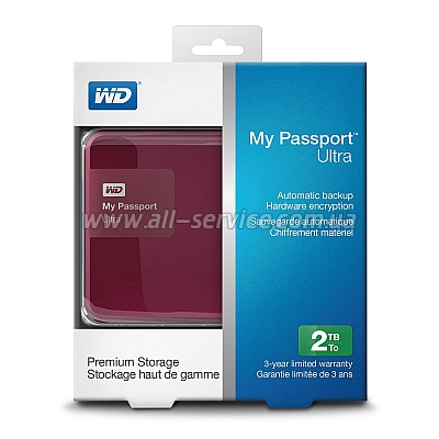  2TB WD 2.5 USB 3.0 My Passport Ultra Wild Berry (WDBBKD0020BBY-EESN)