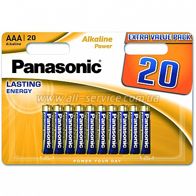  Panasonic AAA LR03 Alkaline Power * 20 (LR03REB/20BW)