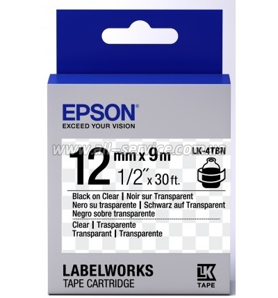  Epson LK4TBN LW-300/ 400/ 400VP/ 700 Clear Blk/Clear 12mm/9m (C53S654012)