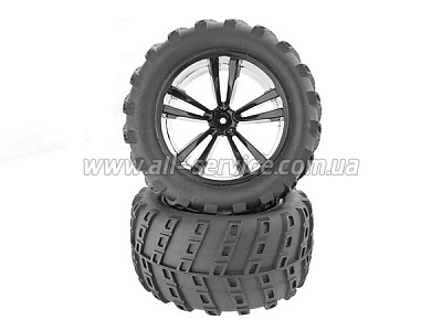 1:10 Black Truck Tires and Rims (31613B+31803) 2P