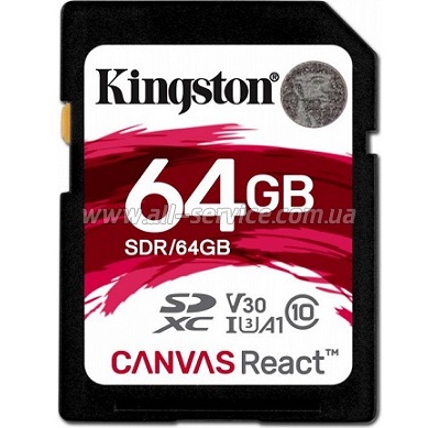  64GB Kingston SDXC C10 UHS-I U3 (SDR/64GB)