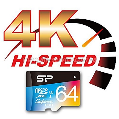   64GB SILICON POWER microSDXC UHS-I Superior PRO COLOR+ad +  (SP064GBSTXDU3V20SP)