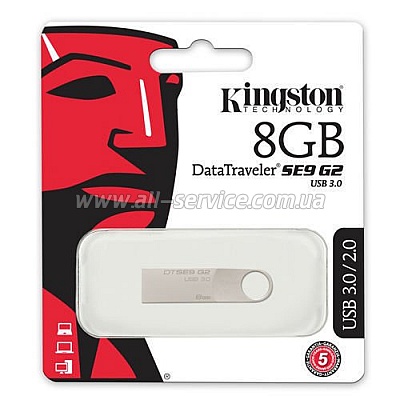  8GB Kingston DTSE9 G2 Metal Silver (DTSE9G2/8GB)