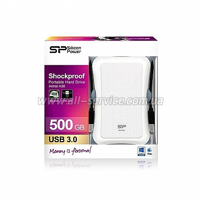  500GB SILICON POWER Armor A30 USB 3.0 White (SP500GBPHDA30S3W)