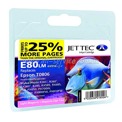  JetTec  Epson Stylus Photo P50/ PX660/ PX720WD  C13T08064010 Light Magenta (110E008006)