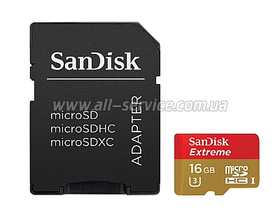   16GB SANDISK microSDHC Extreme Class 10 UHS-I (SDSQXNE-016G-GN6MA)