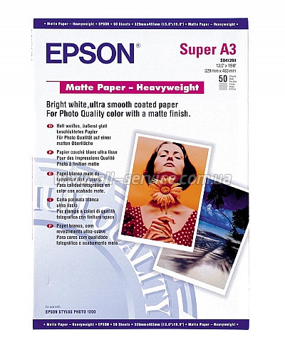  Epson A3+ Matte Paper-Heavyweight, 50. (C13S041264)