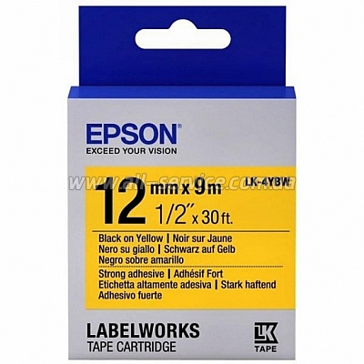  Epson LK4YBW9 LW-300/ 400/ 400VP/ 700 Strng adh Blk/Yell 12mm/9m (C53S654014)