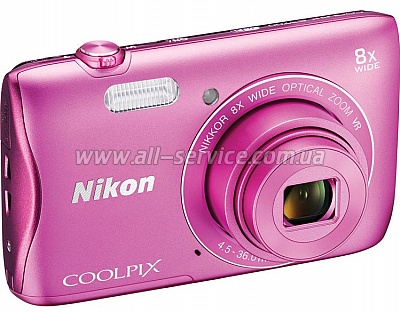   Nikon Coolpix S3700 Pink + 8GB   SD (VNA823K001)