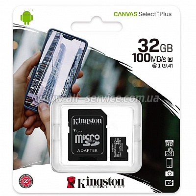   Kingston microSDHC 32Gb Canvas Select+ A1 + SD- (SDCS2/32GB)