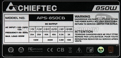   CHIEFTEC 850W ATX 2.3 APFC FAN 14cm APS-850CB