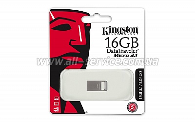  16GB Kingston DT Micro 3.1 Metal Silver (DTMC3/16GB)