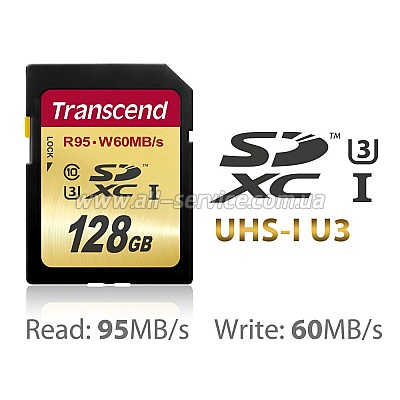   128GB Transcend Ultimate SDXC Class 10 UHS-I U3 (TS128GSDU3)