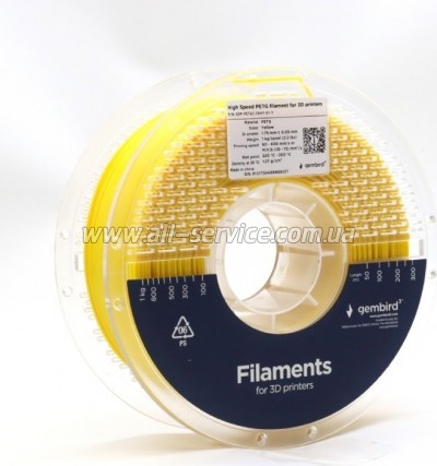������� ��� 3D-�������� Gembird PETG High Speed, 1.75 ��, 1 ��, yellow (3DP-PETG1.75HY-01-Y)