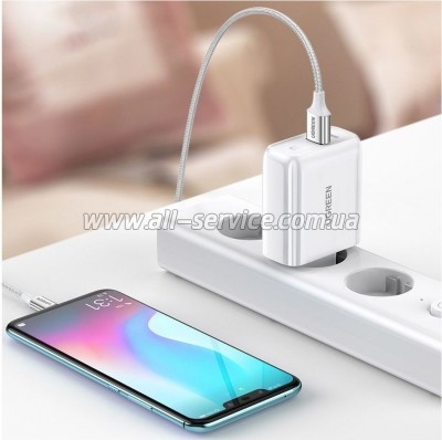 �������� ������� Ugreen CD170 36W USB + Type-C Charger (White) (60468)