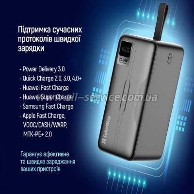   ColorWay 50000 mAh PD, QC3.0 Digital Display, Black (CW-PB500LPC5BK-PDD)